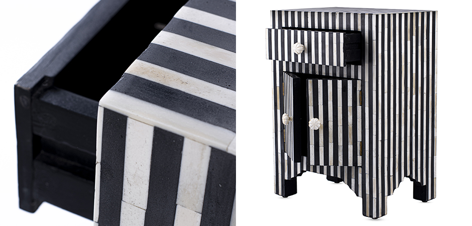 Тумба инкрустация костью Inlaid Bone Stripes чёрно-белые полосы Тумба инкрустация костью Inlaid Bone Stripes чёрно-белые полосы - Loft-Concept в Омске