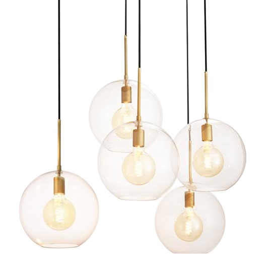 Люстра Chandelier Tango 5 light Латунь Античная полированная Темная бронза Прозрачное Стекло в Омске | Loft Concept 