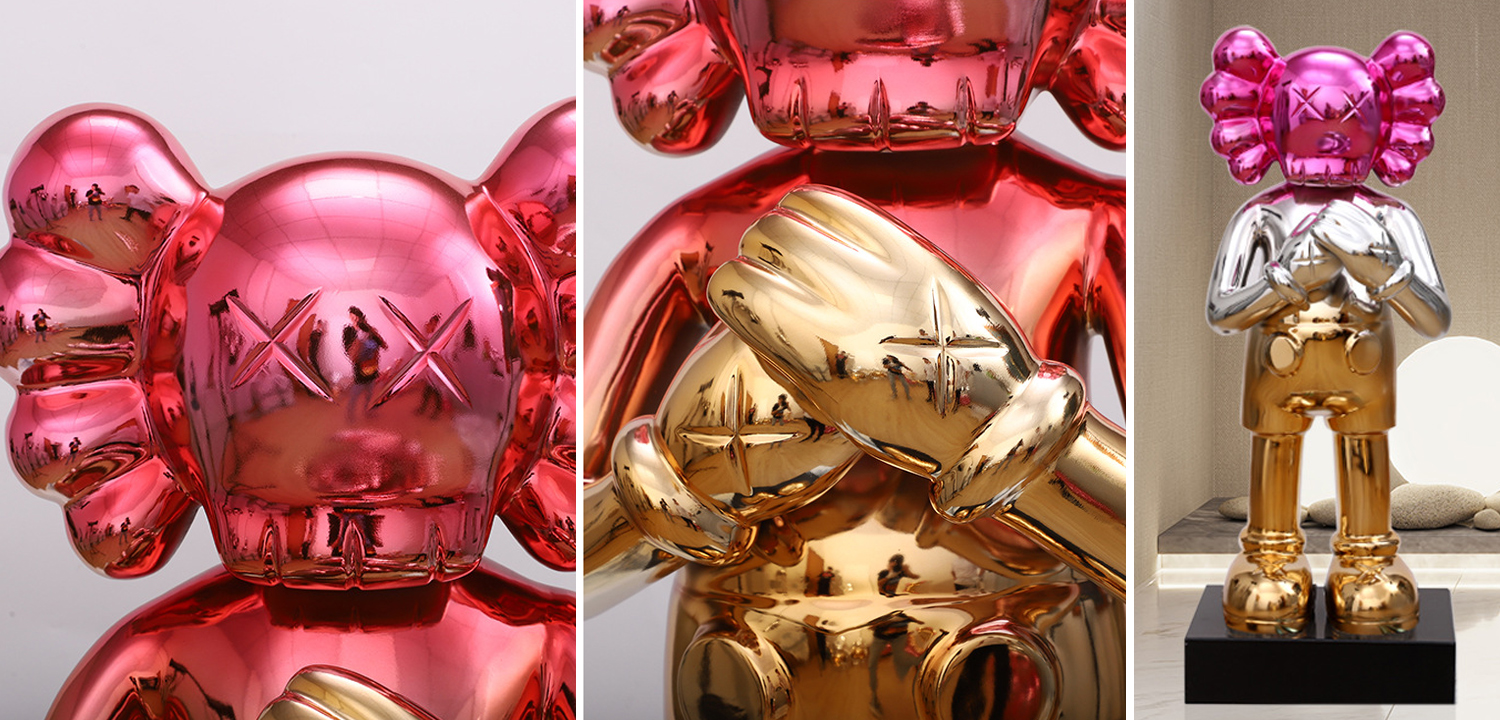 Статуэтка KAWS Gradient Gold Red on stand - фото