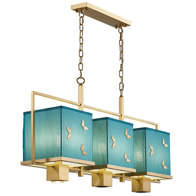 Люстра с бабочками Butterflies Blue Background Chandelier Латунь Бирюзовый в Омске | Loft Concept 