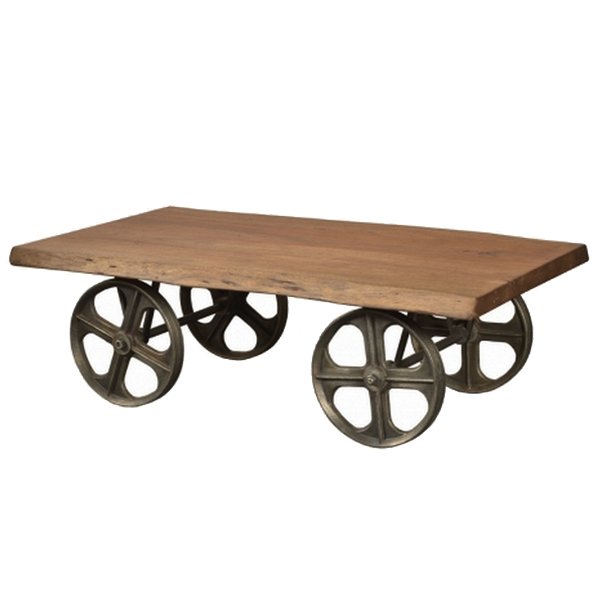 Стол на колесах Industrial Coffee Table on Wheels Акация в Омске | Loft Concept 