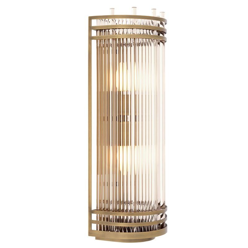 Бра Eichholtz Wall Lamp Gulf L Brass Латунь Античная полированная Прозрачный в Омске | Loft Concept 