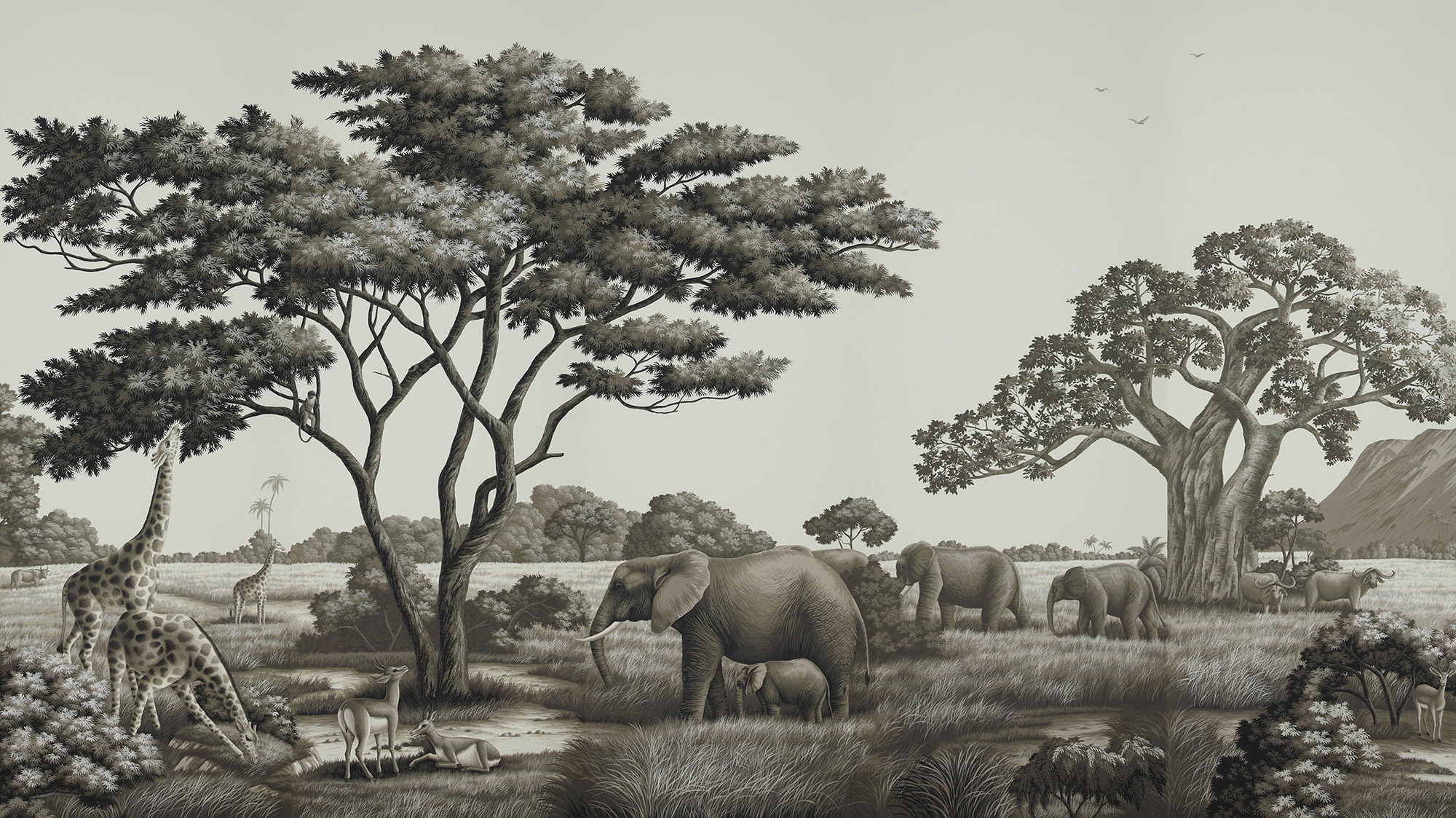 Обои ручная роспись African Savannah Colourway SC-94 on scenic paper Обои ручная роспись African Savannah Colourway SC-94 on scenic paper - постер Loft-Concept в Омске