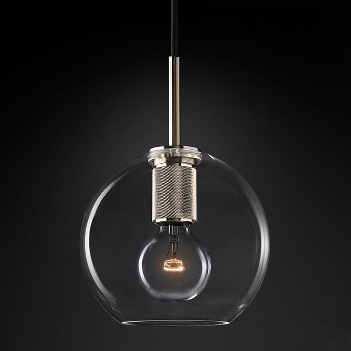 Подвесной светильник RH Utilitaire Globe Pendant Silver Никель Прозрачное Стекло в Омске | Loft Concept 