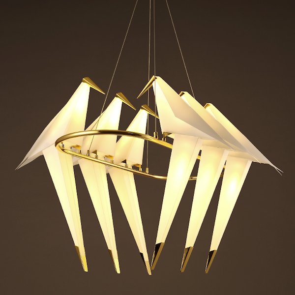 Люстра Origami Bird Chandelier 6 Бежево-серый Золотой в Омске | Loft Concept 