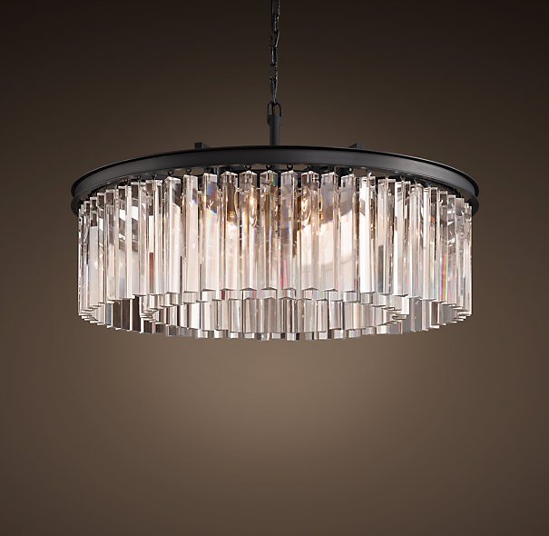 Люстра RH Rhys Clear Glass Prism Round Chandelier 70 Черный в Омске | Loft Concept 