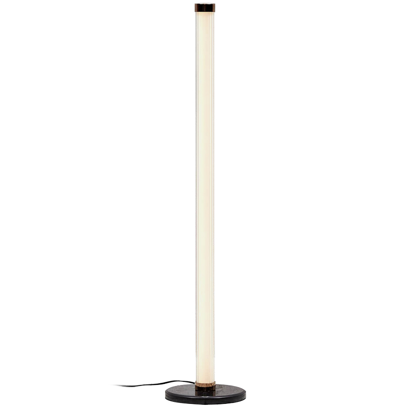 Дизайнерский торшер CANVAS GLASS TUBE FLOOR LAMP Медь Кремовый Черный Прозрачное Стекло в Омске | Loft Concept 