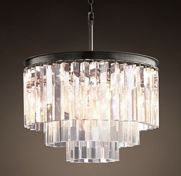 Люстра RH 1920s Odeon Clear Glass Fringe Chandelier - 3 rings Черный в Омске | Loft Concept 