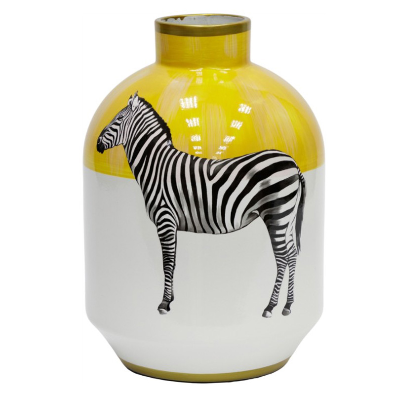 Ваза Zebra Vase white and yellow Белый Желтый Черный Золотой в Омске | Loft Concept 