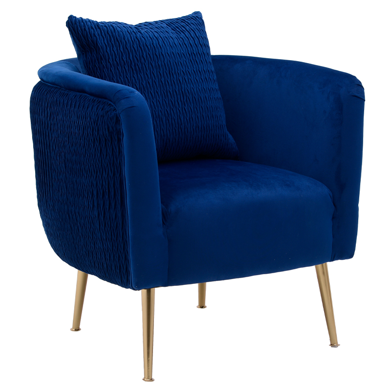 Кресло Yvette Armchair Blue Синий Глянцевое золото в Омске | Loft Concept 