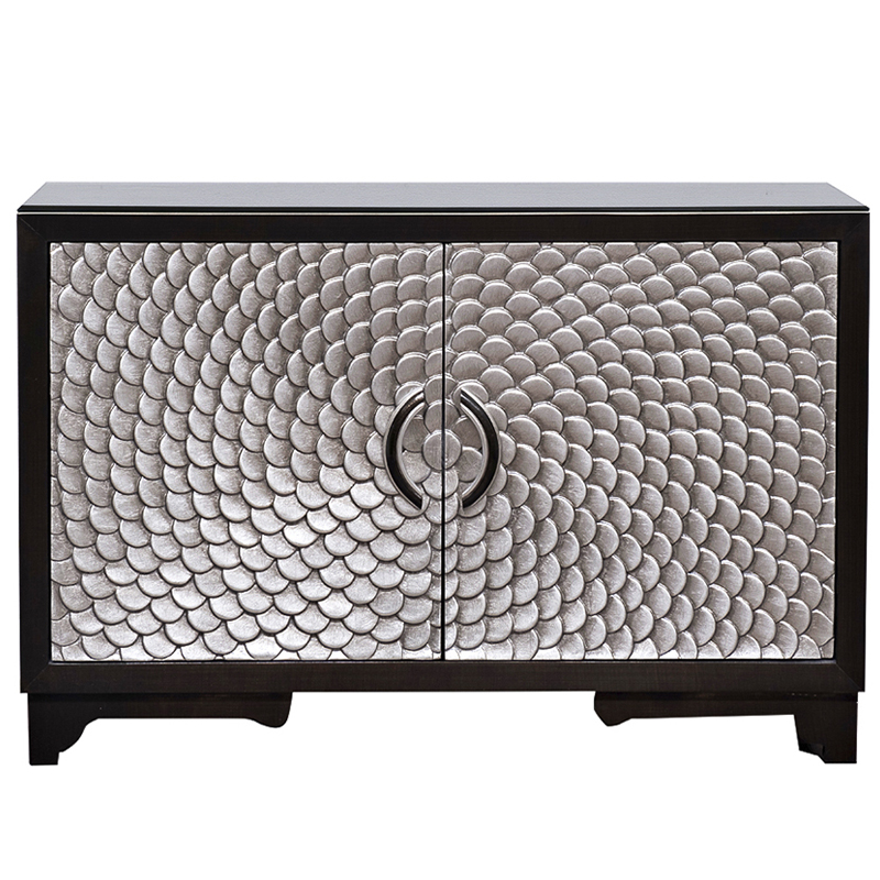 Комод с рельефным орнаментом Рыбья чешуя Fish scales Chest of drawers Черный Серебряный в Омске | Loft Concept 