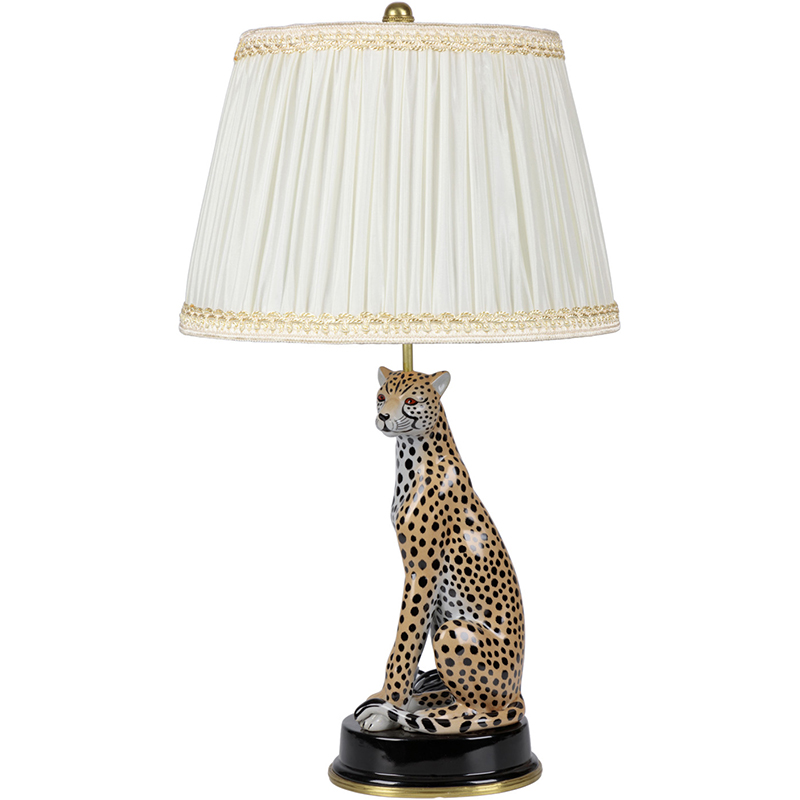 Настольная лампа с абажуром Leopard Table Lamp Кремовый Коричневый Черный в Омске | Loft Concept 