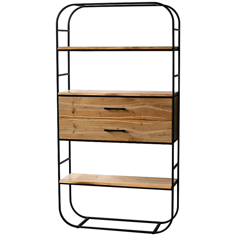 Стеллаж Glenn Industrial Metal Rust Two Drawers Rack Древесина Черный в Омске | Loft Concept 