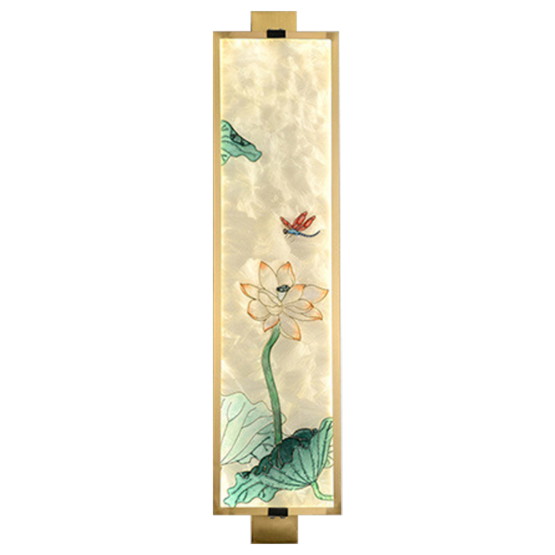 Настенный светильник Lotus Flower and Dragonfly Oriental Scenes Wall Lamp Золотой Бежевый Мульти Настенный светильник Lotus Flower and Dragonfly Oriental Scenes Wall Lamp Золотой Бежевый Мульти в Омске | Loft Concept