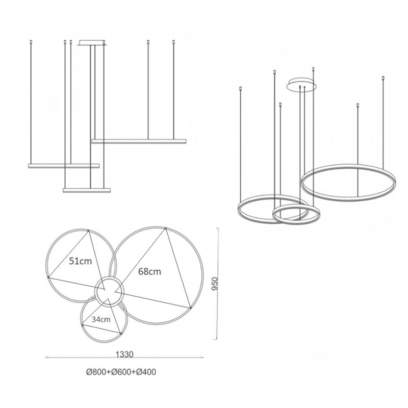 Люстра Crystal round chandelier 3 кольца Латунь в Омске