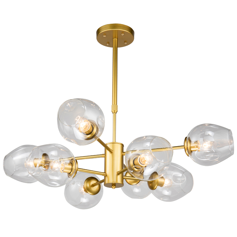 Люстра Branching Bubble Chandelier gold 8 Глянцевое золото Прозрачный в Омске | Loft Concept 