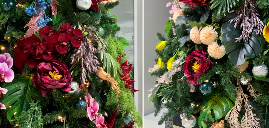 Ель Дизайнерская украшенная тропическими Цветами Christmas tree Tropical Flowers Ель Дизайнерская украшенная тропическими Цветами Christmas tree Tropical Flowers - Loft-Concept в Омске