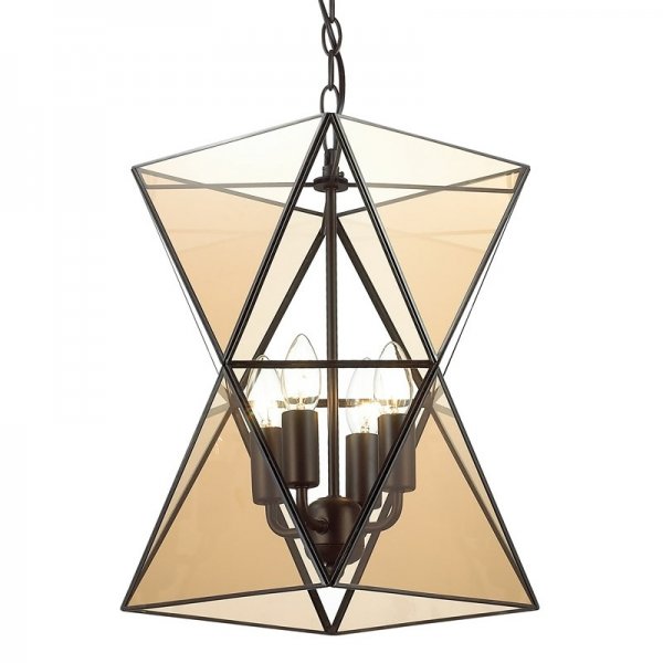 Люстра PolyPyramid Glass Pendant 4 Cognac Прозрачный в Омске | Loft Concept 