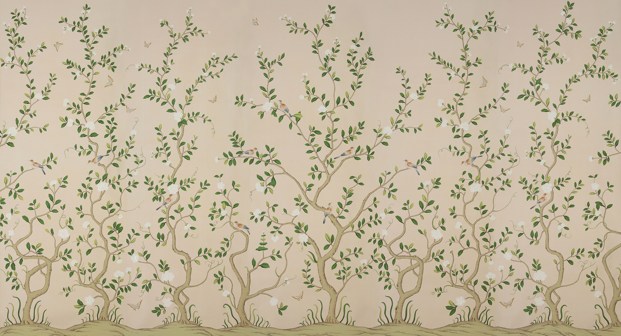 Обои ручная роспись Gustavian Garden Spring on Gentleman's Pink dyed paper Обои ручная роспись Gustavian Garden Spring on Gentleman's Pink dyed paper - постер Loft-Concept в Омске