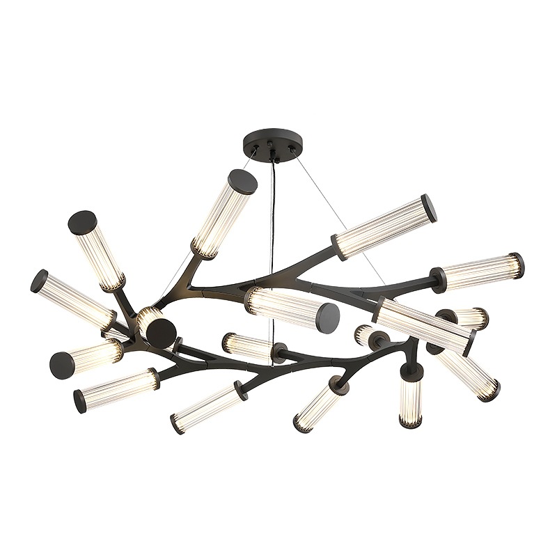 Люстра Cylinder Branches Chandelier Ring Black Черный Прозрачный в Омске | Loft Concept 