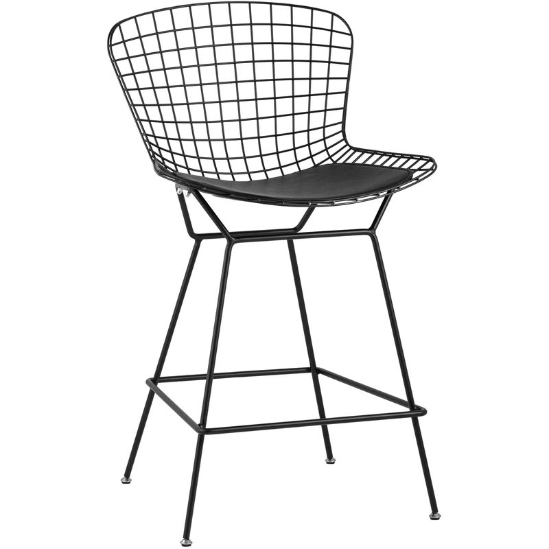 Полубарный стул Bertoia Barstool Черный Матовый Металл Черный в Омске | Loft Concept 