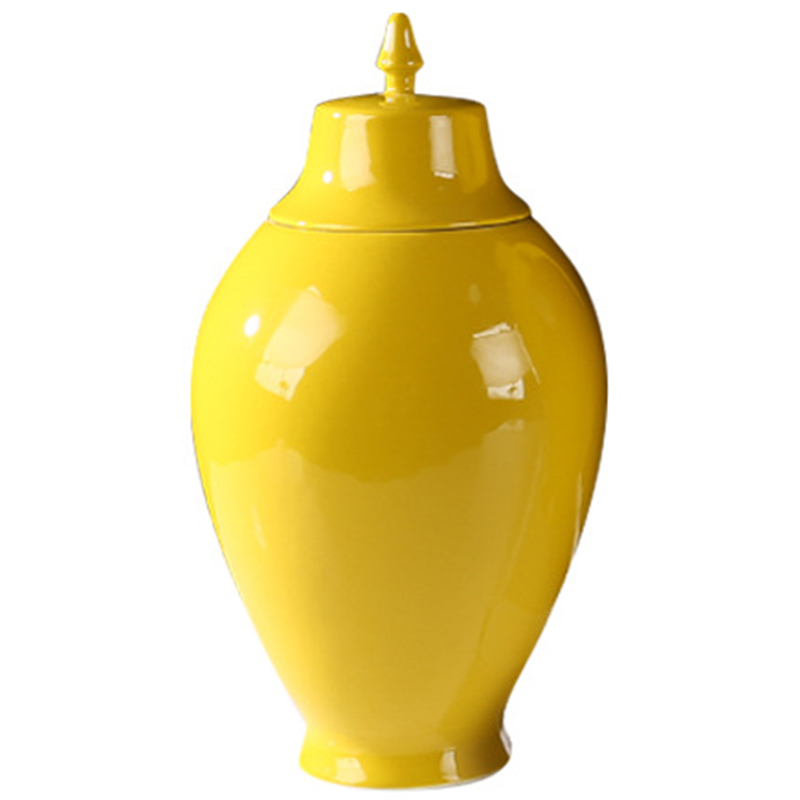 Ваза с крышкой Ceramic Yellow Vase Желтый в Омске | Loft Concept 