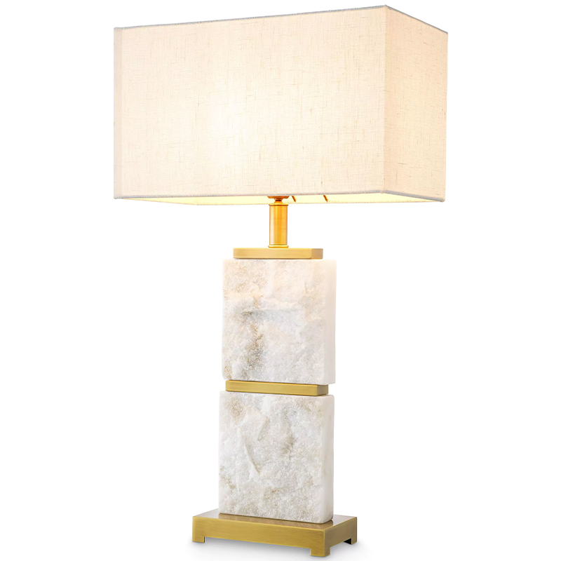 Настольная лампа Eichholtz Table Lamp Newton L Marble Кремовый Латунь Белый Мрамор Bianco в Омске | Loft Concept 