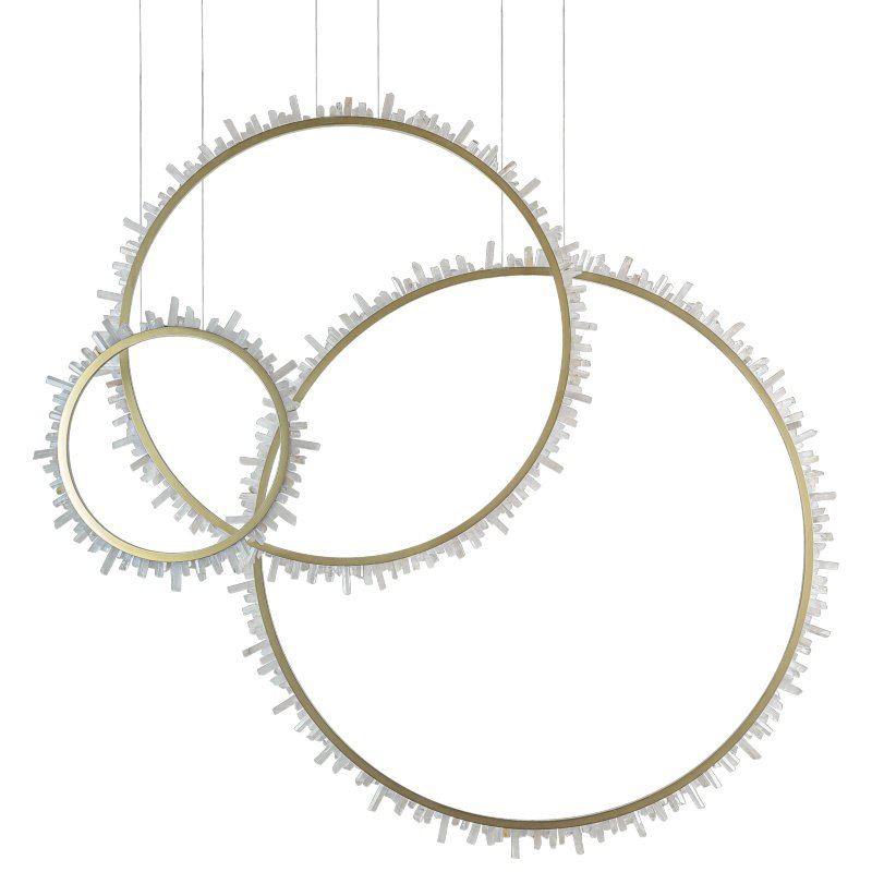 Люстра три кольца Vertical Crystal Gold Rings Chandelier Золотой Белый в Омске | Loft Concept 