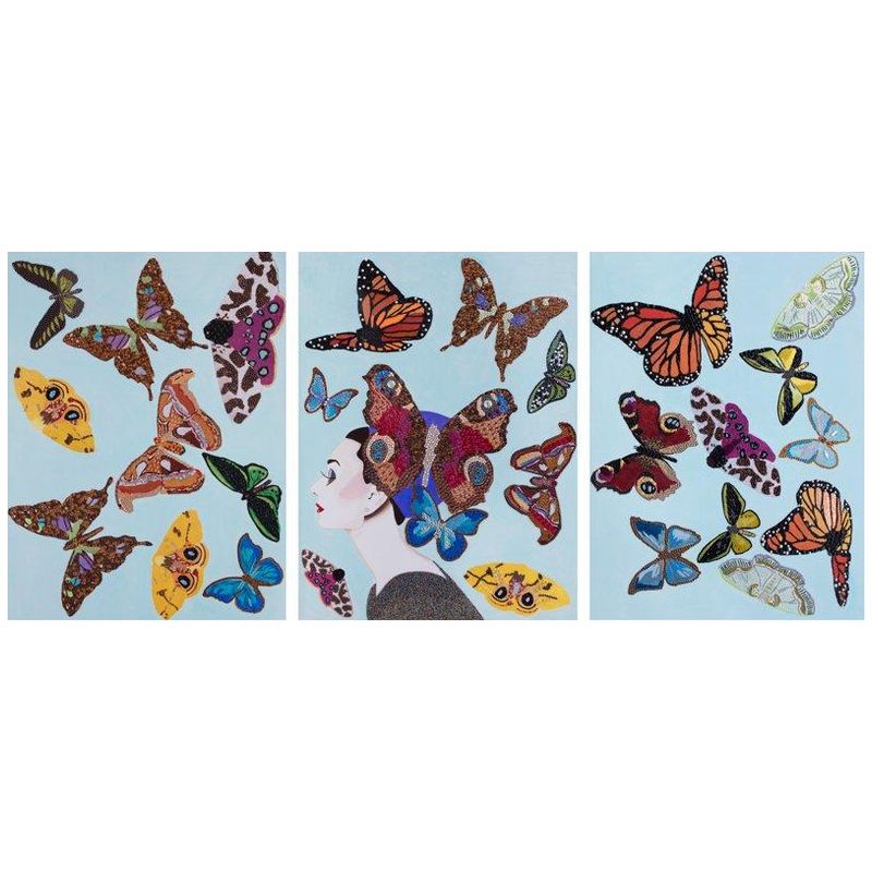 Картина Audrey with Swarming Butterflies Triptych Мульти в Омске | Loft Concept 