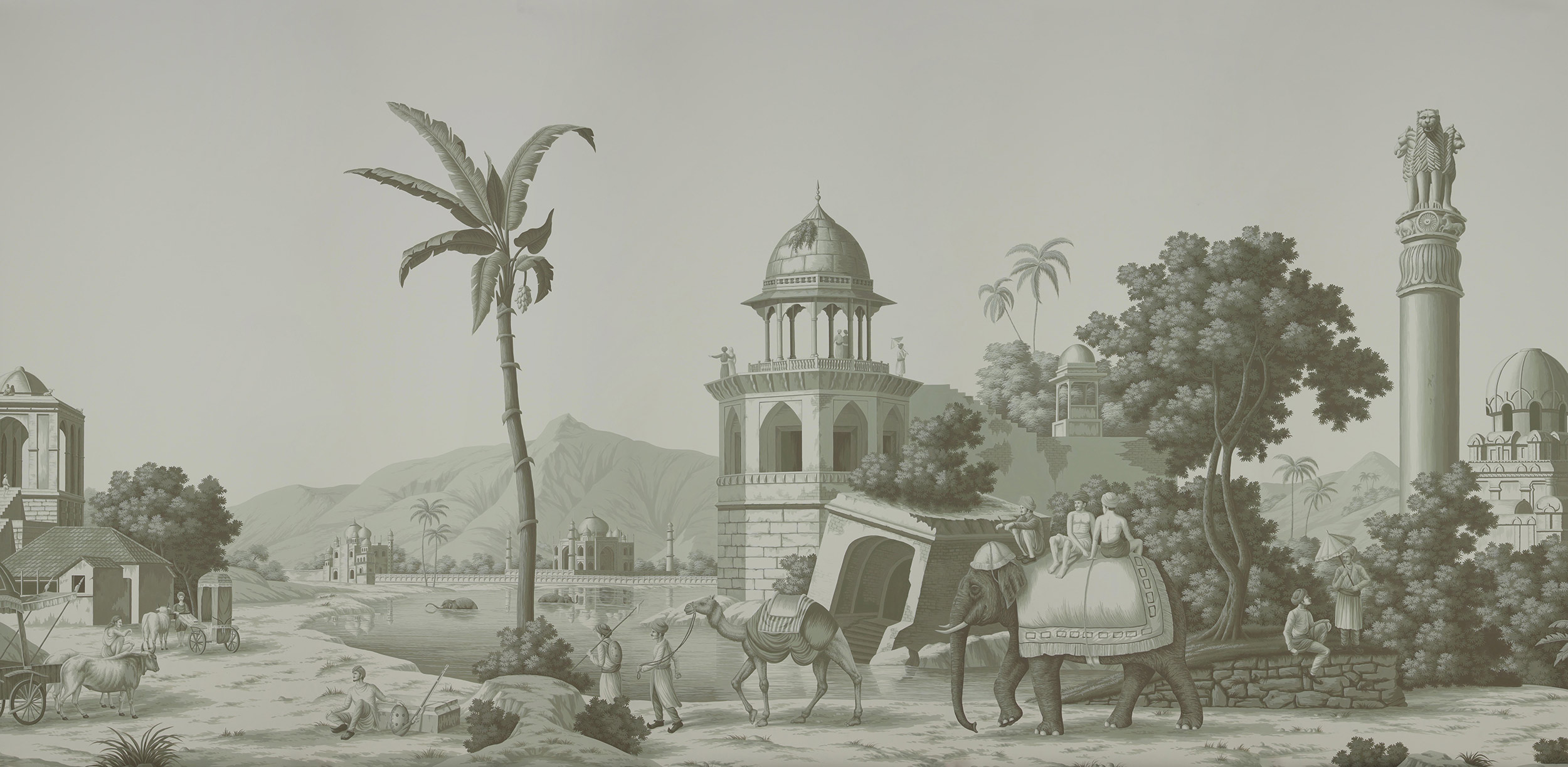 Обои ручная роспись Early Views of India Crystal Grey on scenic paper Обои ручная роспись Early Views of India Crystal Grey on scenic paper - постер Loft-Concept в Омске