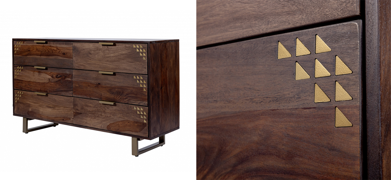 Комод с выдвижными ящиками из массива дерева Шишам Indian Rosewood - фото №1