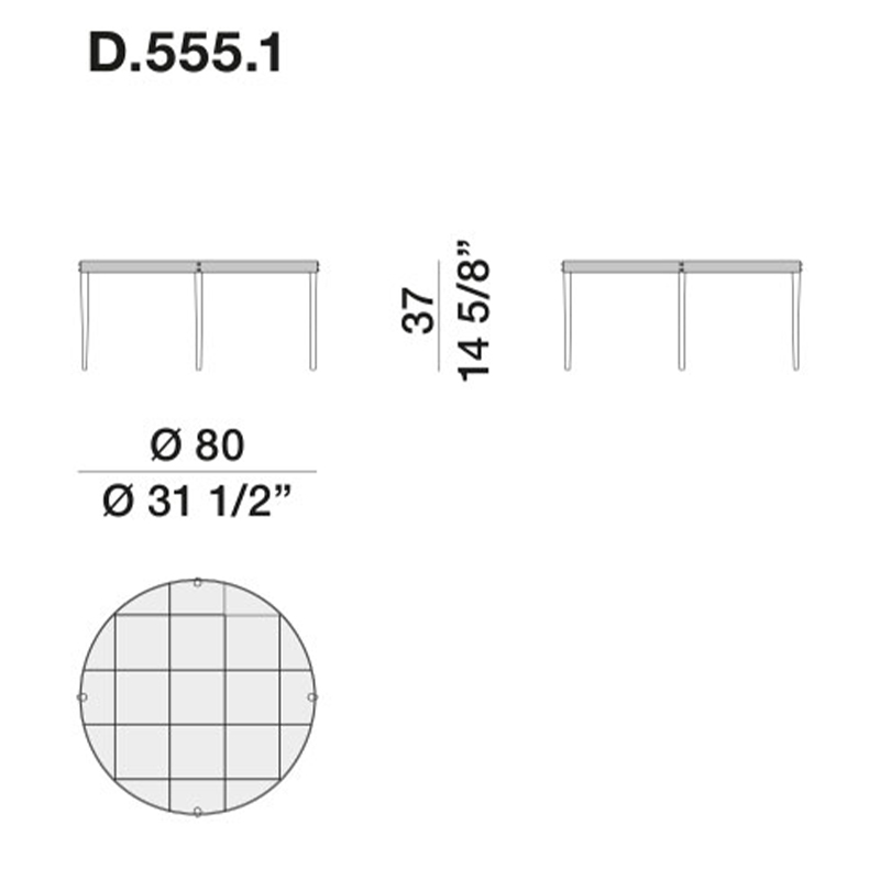 Дизайнерский круглый кофейный стол со стеклянной столешницей Gio Ponti D.555.1 Coffee Table в Омске