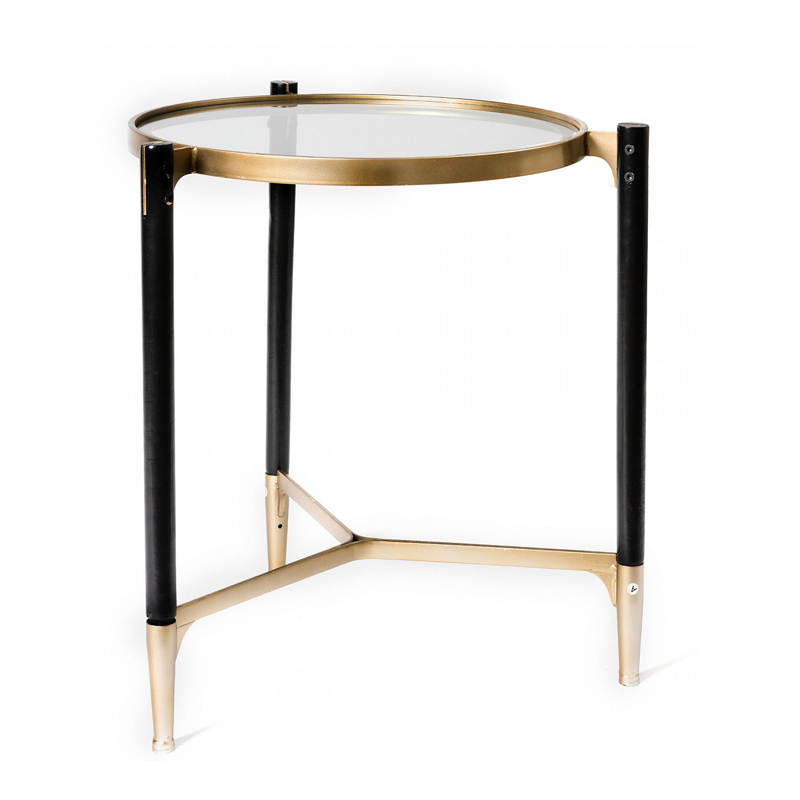 Приставной столик Black & Gold Table round Черный матовое золото в Омске | Loft Concept 