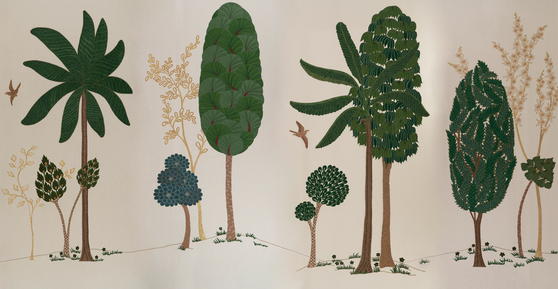 Обои ручная роспись Mughal Trees Original colourway on linen - постер Loft-Concept в Омске