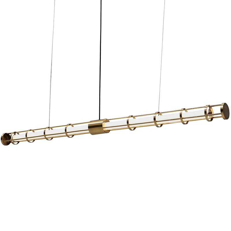 Линейный подвесной светильник Awais Rigs Linear Hanging Lamp Золотой Белый в Омске | Loft Concept 