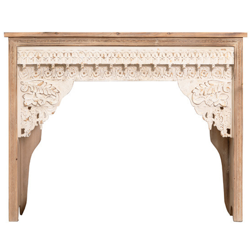 Консоль Indian Antique White Furniture Adnan Console Древесина Бежевый в Омске | Loft Concept 