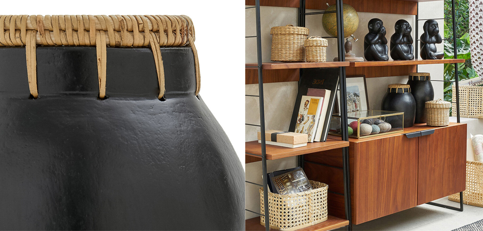 Ваза Ceramic Vase & Rattan D17 Ваза Ceramic Vase & Rattan D17 - Loft-Concept в Омске