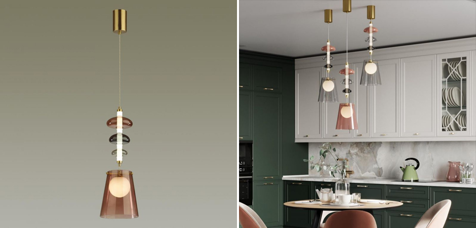 Подвесной светильник Contemporan Pink с цветным стеклом Подвесной светильник Contemporan Pink с цветным стеклом - Loft-Concept в Омске