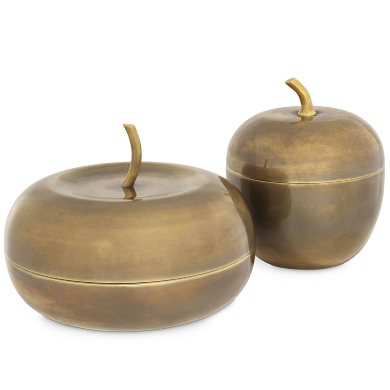 Комплект шкатулок Eichholtz Box Apple Set of 2 brass Винтажная латунь в Омске | Loft Concept 