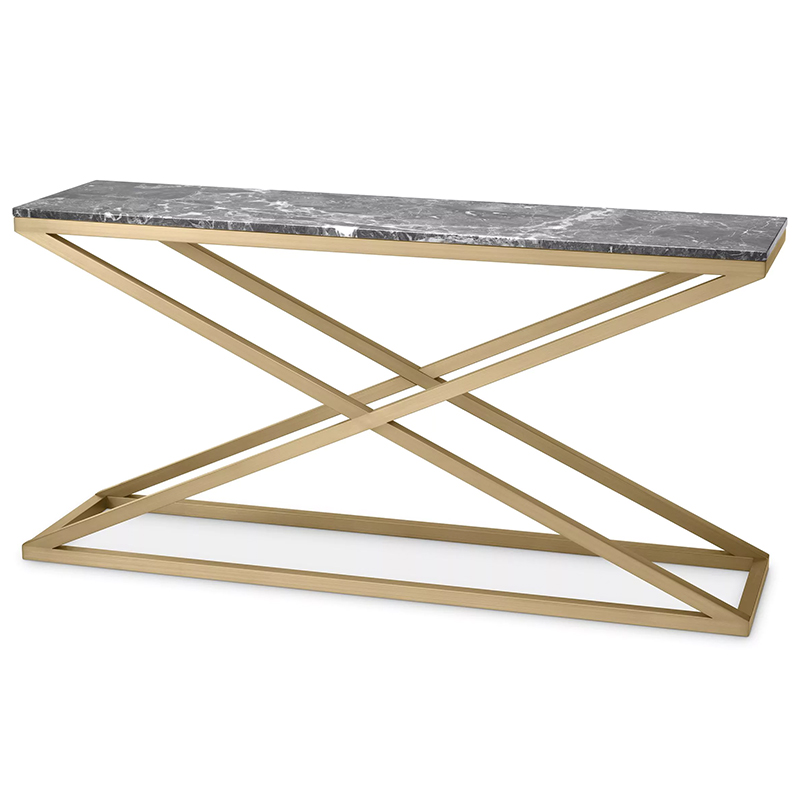 Консоль Eichholtz Console Table Criss Cross Латунь Серый в Омске | Loft Concept 