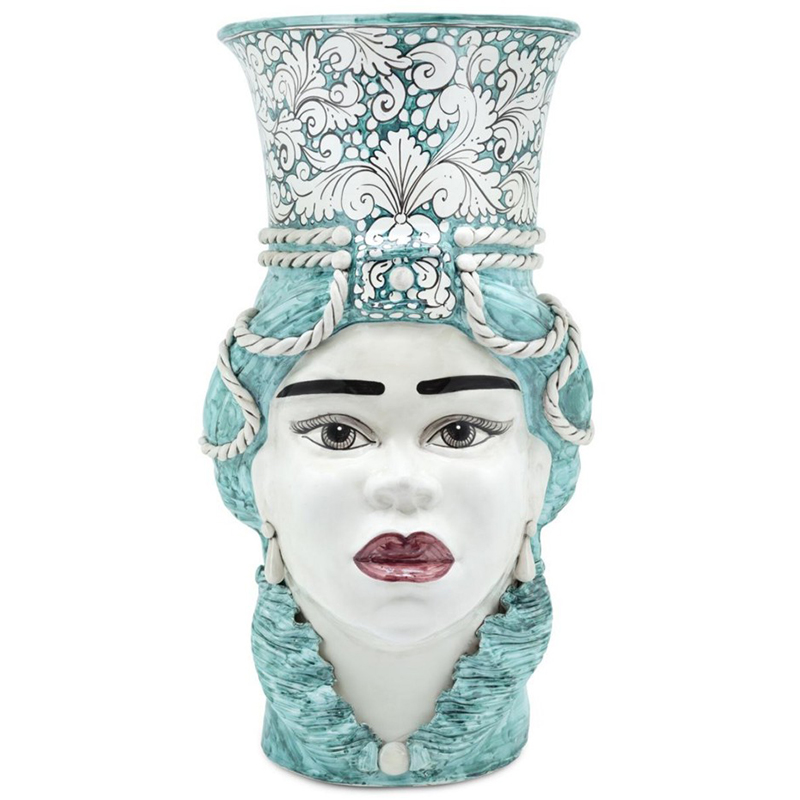 Ваза Vase Moro Lady Giant Ornate Malachite Бирюзовый Белый в Омске | Loft Concept 