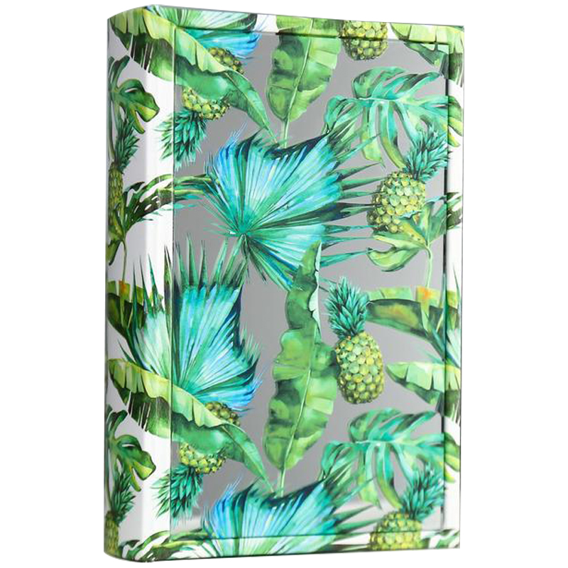 Шкатулка-книга Pineapples and Leaves Mirror Book Box Зеленый Белый Зеркало в Омске | Loft Concept 