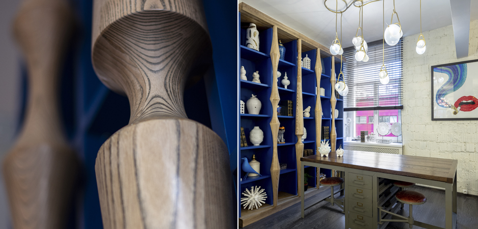 Стеллаж Oak Columns & Blue Стеллаж Oak Columns & Blue - Loft-Concept в Омске