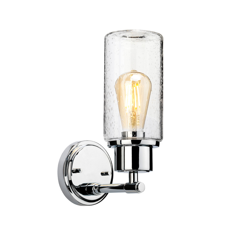 Бра с цилиндрическим прозрачным плафоном из стекла с пузырьками Elstead Lighting Хром Прозрачное Стекло в Омске | Loft Concept 