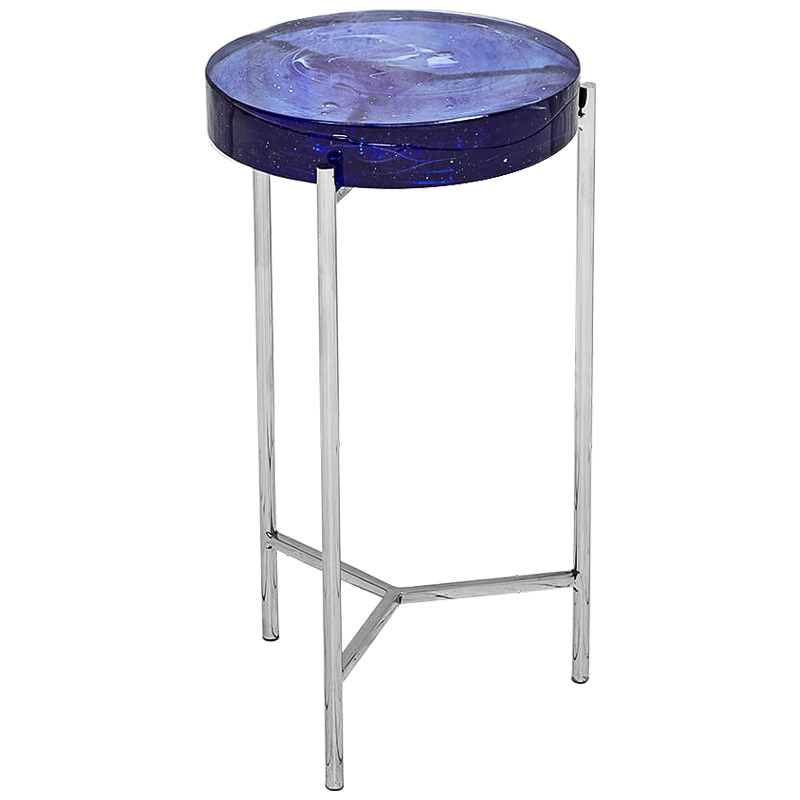 Приставной стол Blue Lollipop Side Table Синий Никель в Омске | Loft Concept 