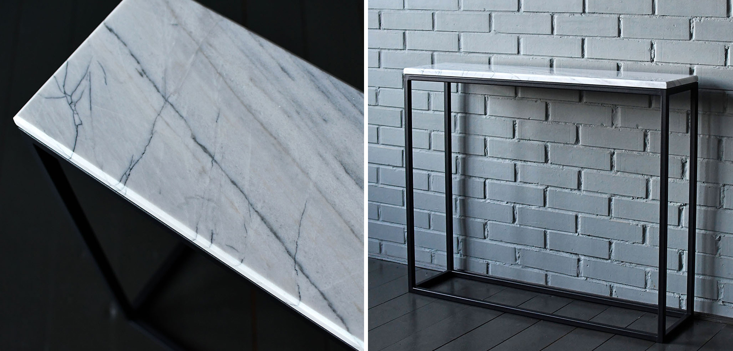 Консоль с белой мраморной столешницей Different Marble White - фото