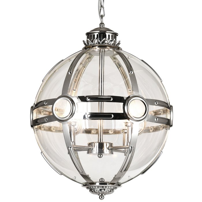 Люстра Eichholtz Lantern Hagerty Silver Прозрачное Стекло Хром в Омске | Loft Concept 