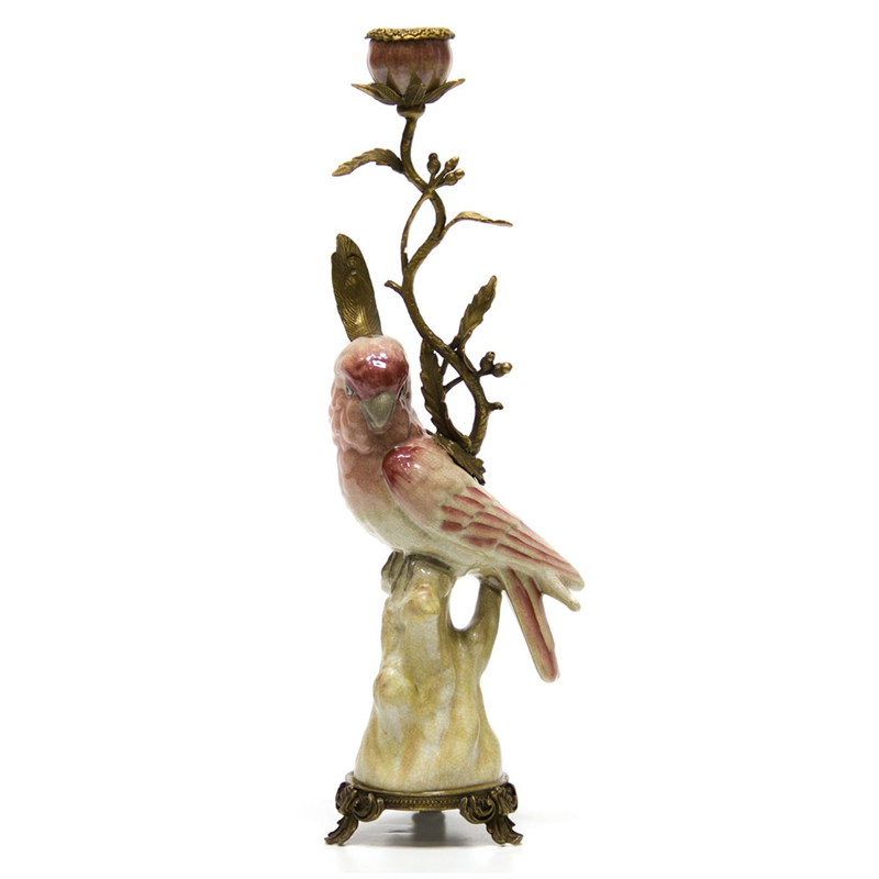 Подсвечник Pink Parrot Candlestick L or R Бронза Розовый (Rose) в Омске | Loft Concept 