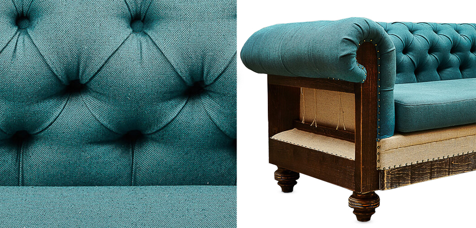 Диван Deconstructed Chesterfield Sofa triple turquoise Linen Диван Deconstructed Chesterfield Sofa triple turquoise Linen - Loft-Concept в Омске