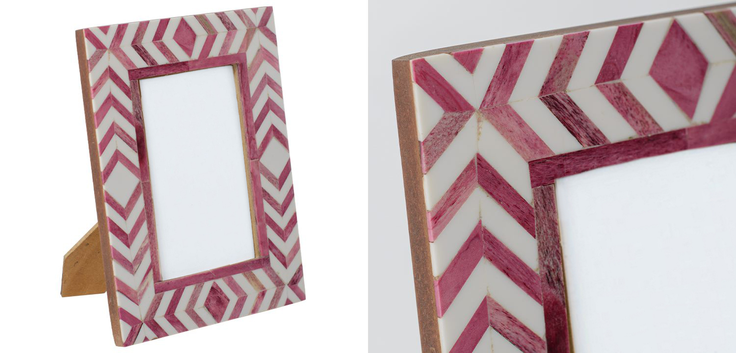 Фоторамка кость Pink Indian Bone Inlay photo frame - фото